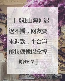 《赴山海》迟迟不播，网友要求退款，平台岂能挟偶像以拿捏粉丝？