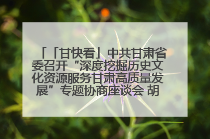 「甘快看」中共甘肃省委召开“深度挖掘历史文化资源服务甘肃高质量发展”专题协商座谈会 胡昌升主持并讲话