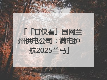 「甘快看」国网兰州供电公司：满电护航2025兰马