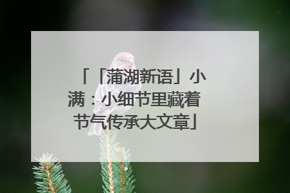 「蒲湖新语」小满：小细节里藏着节气传承大文章