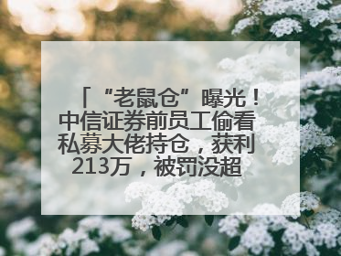 “老鼠仓”曝光！中信证券前员工偷看私募大佬持仓，获利213万，被罚没超426万
