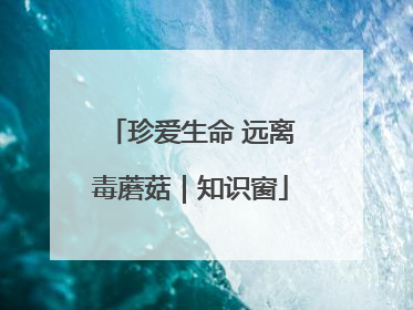 珍爱生命 远离毒蘑菇｜知识窗