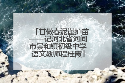 甘做春泥谨护苗——记河北省河间市景和镇初级中学语文教师程桂霞