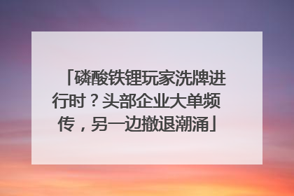 磷酸铁锂玩家洗牌进行时？头部企业大单频传，另一边撤退潮涌