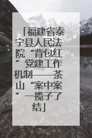 福建省泰宁县人民法院“背包红”党建工作机制——茶山“案中案”一揽子了结