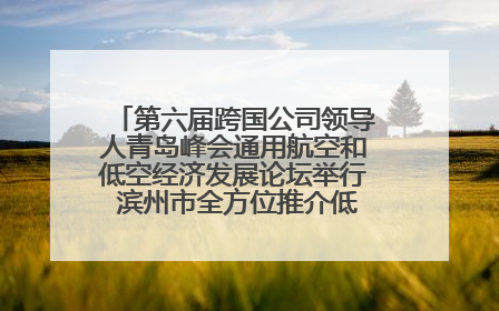 第六届跨国公司领导人青岛峰会通用航空和低空经济发展论坛举行 滨州市全方位推介低空经济发展优势