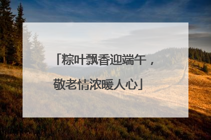 粽叶飘香迎端午，敬老情浓暖人心