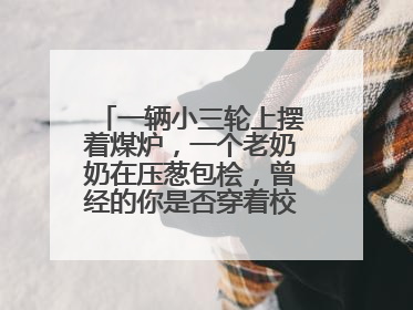 一辆小三轮上摆着煤炉，一个老奶奶在压葱包桧，曾经的你是否穿着校服等着吃