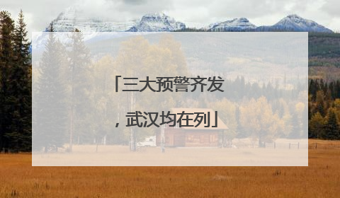 三大预警齐发，武汉均在列