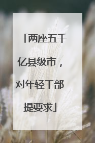 两座五千亿县级市，对年轻干部提要求