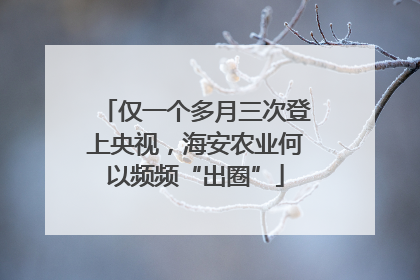 仅一个多月三次登上央视，海安农业何以频频“出圈”