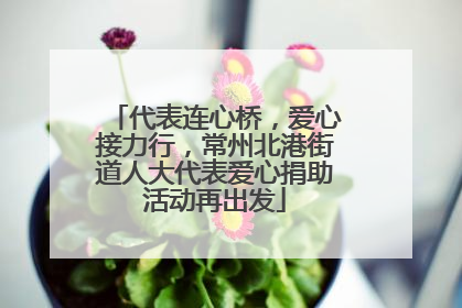 代表连心桥，爱心接力行，常州北港街道人大代表爱心捐助活动再出发
