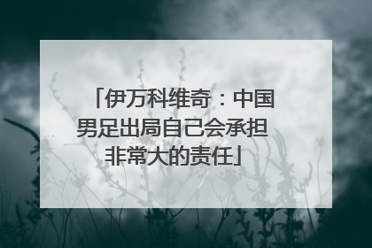 伊万科维奇：中国男足出局自己会承担非常大的责任