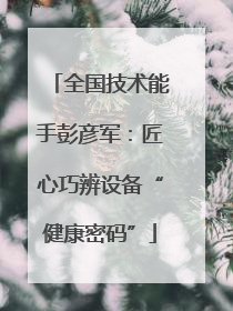 全国技术能手彭彦军：匠心巧辨设备“健康密码”