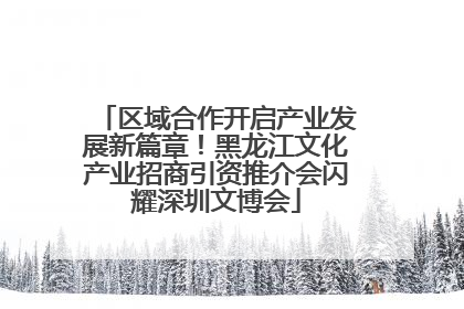 区域合作开启产业发展新篇章！黑龙江文化产业招商引资推介会闪耀深圳文博会
