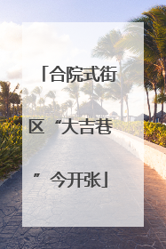 合院式街区“大吉巷”今开张