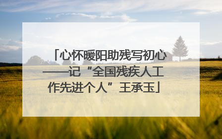 心怀暖阳助残写初心——记“全国残疾人工作先进个人”王承玉