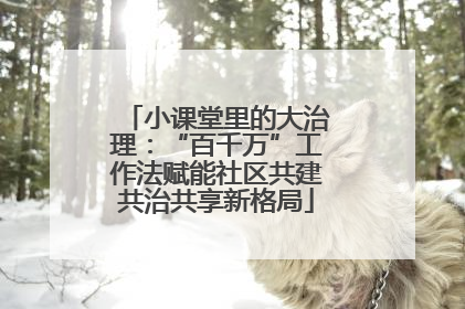 小课堂里的大治理：“百千万”工作法赋能社区共建共治共享新格局
