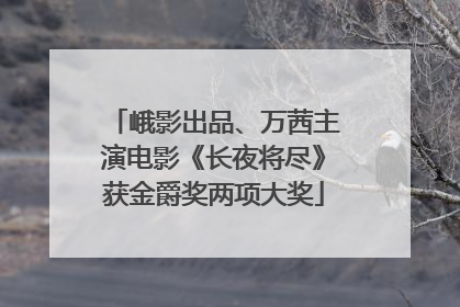 峨影出品、万茜主演电影《长夜将尽》获金爵奖两项大奖