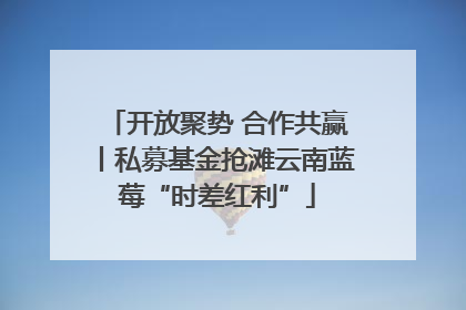 开放聚势 合作共赢丨私募基金抢滩云南蓝莓“时差红利”