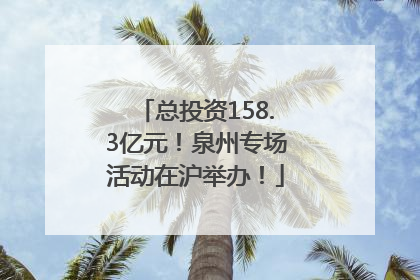总投资158.3亿元！泉州专场活动在沪举办！