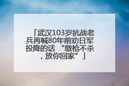 武汉103岁抗战老兵再喊80年前劝日军投降的话 “缴枪不杀，放你回家”