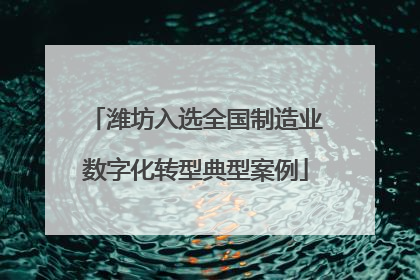 潍坊入选全国制造业数字化转型典型案例