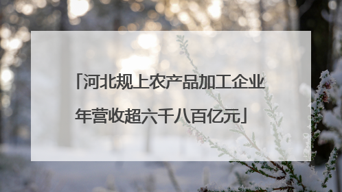 河北规上农产品加工企业年营收超六千八百亿元