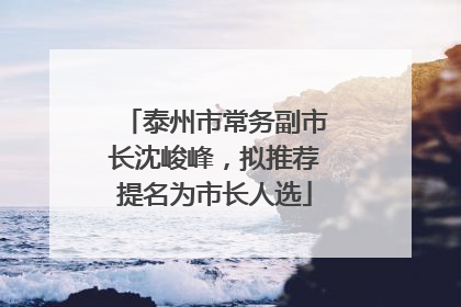 泰州市常务副市长沈峻峰，拟推荐提名为市长人选