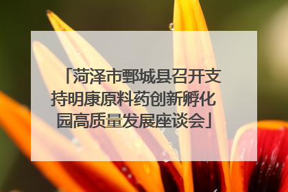 菏泽市鄄城县召开支持明康原料药创新孵化园高质量发展座谈会