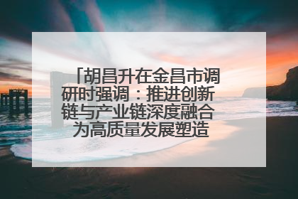 胡昌升在金昌市调研时强调：推进创新链与产业链深度融合 为高质量发展塑造新动能新优势