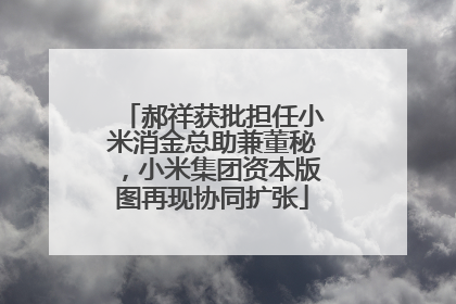 郝祥获批担任小米消金总助兼董秘，小米集团资本版图再现协同扩张