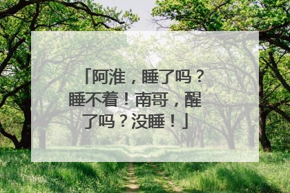 阿淮，睡了吗？睡不着！南哥，醒了吗？没睡！